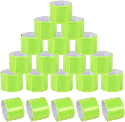 20 Pcs Reflector Snap Bands Fluorescent Slap Armbands High Visibility Slap Reflector Strips Safety Bands for Children Adults Boys and Girls When Cycling Running Hiking Jogging