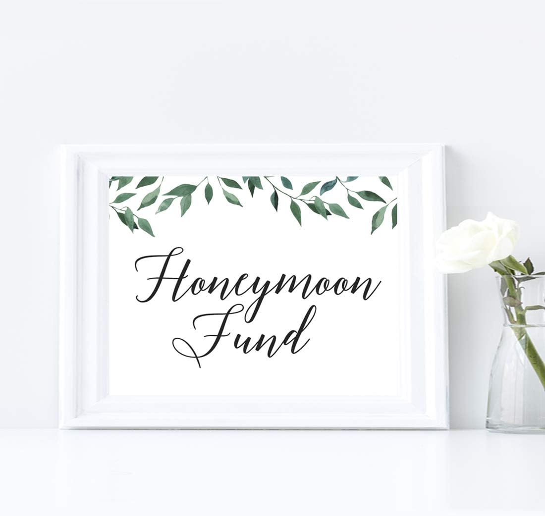 Andaz Press Wedding Party Signs, Natural Greenery Green Leaves, 8.5x11-inch, Bridal Shower Scavenger Hunt, 1-Pack - Colors B