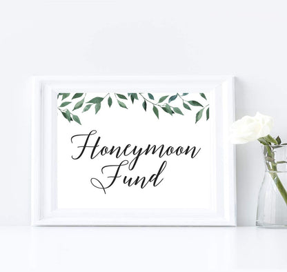 Andaz Press Wedding Party Signs, Natural Greenery Green Leaves, 8.5x11-inch, Bridal Shower Scavenger Hunt, 1-Pack - Colors B