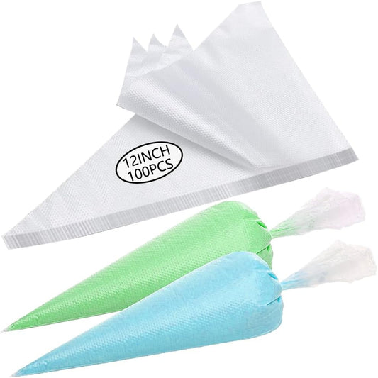 Piping Bags Disposable Pastry Bags 12 Inch 100PCS Thicken and Non-Slip Icing Bags Tipless Frosting Piping Bag for Cake, Cream Frosting and Cookie Decoration Supplies