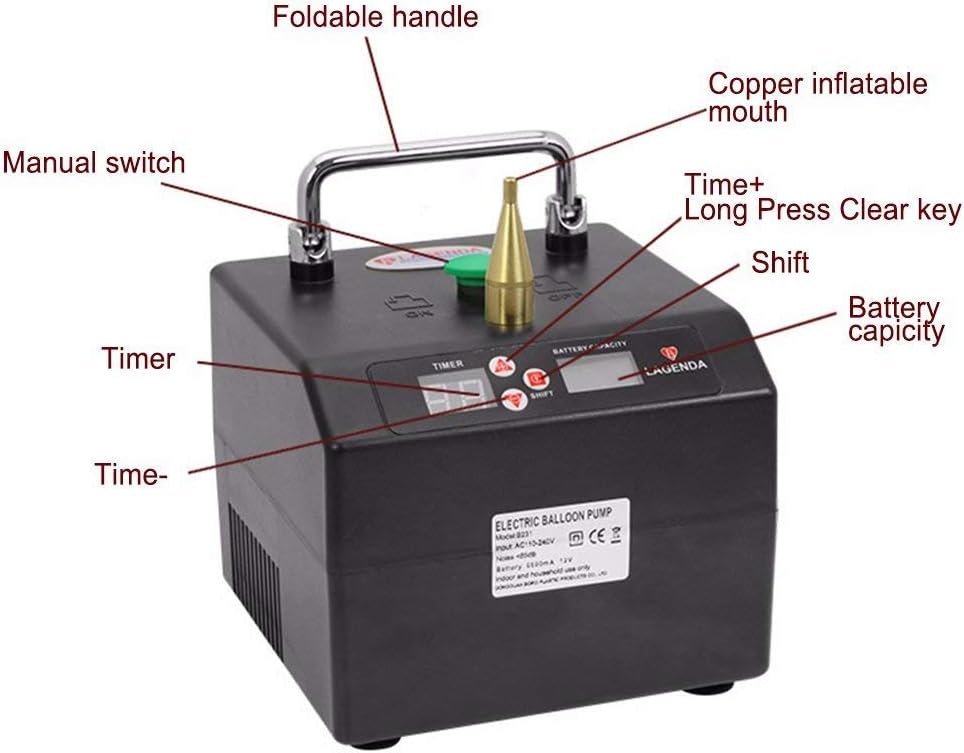 Lagenda B231 Electric Air Inflator Singel Nozzle Digital Timer Electric Balloon Inflator