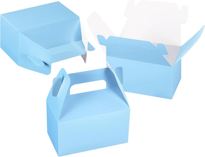 XAGLVV 24 Pack White Paper Gable Boxes,6.2 Inch Candy Boxes with Handle, Snack Party Favor& Gift Cookie bags for kids Birthday,Wedding, Baby Shower, Graduation.