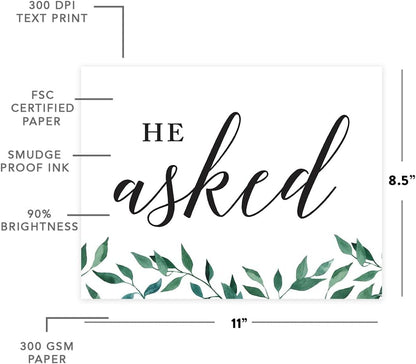 Andaz Press Wedding Party Signs, Natural Greenery Green Leaves, 8.5x11-inch, Bridal Shower Scavenger Hunt, 1-Pack - Colors B