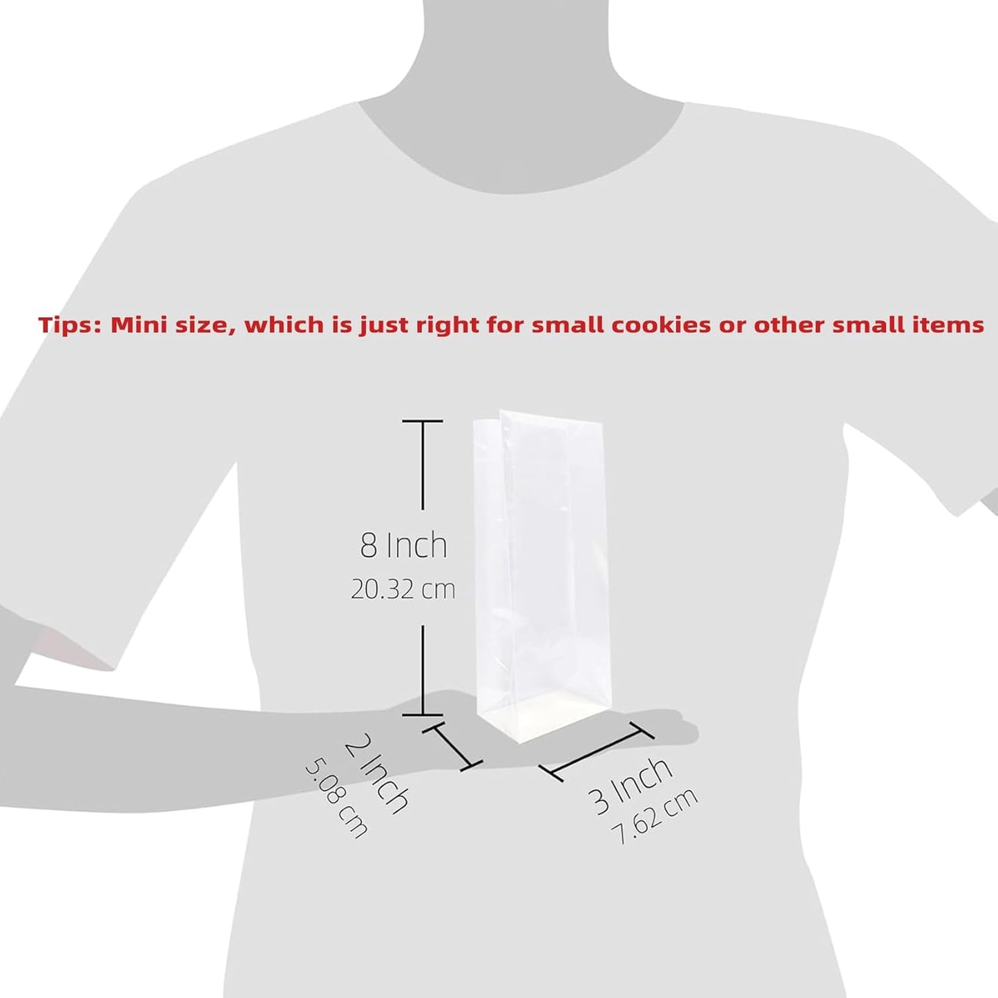 Gusseted Flat Bottom Cellophane Bags with Paper Insert 50Pcs 4x2x8 Inches Smore Bags