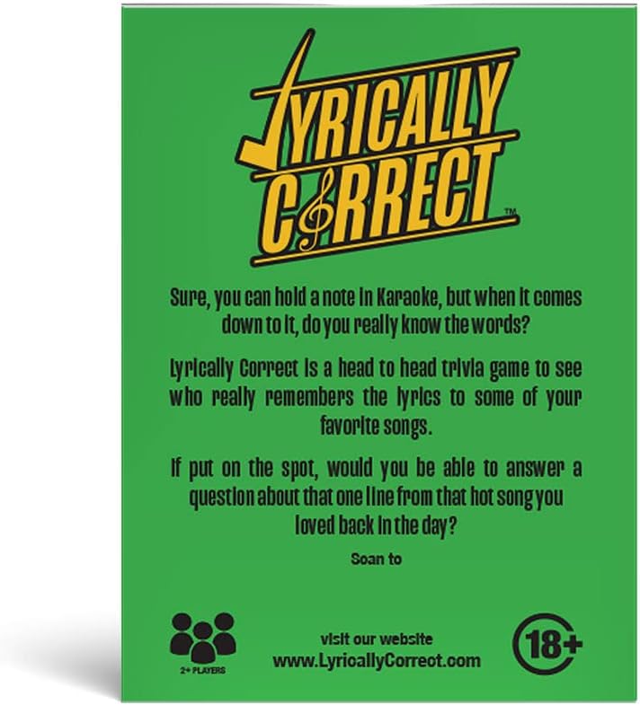 Lyrically Correct '90s & 2000s Music Trivia Card Game - Hip Hop and R&B Edition - Finish the Lyrics Challenge, Fun for Adults, Party or Family Night