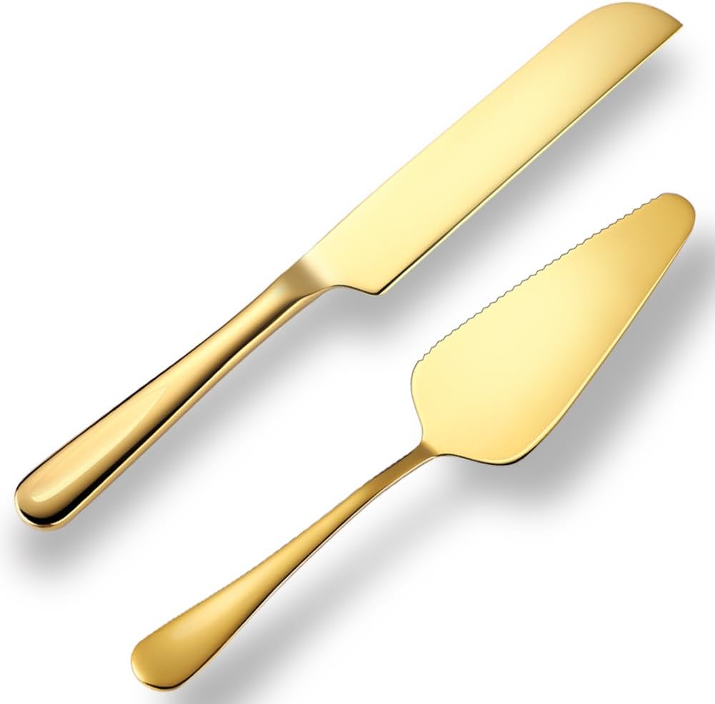 Wedding Cake Knife and Server Set Silver,Stainless Steel Cake Cutting Set,2Pcs Include Cake Cutter And Cake Server for Wedding, Birthday, Parties and anniversary, Dishwasher Safe