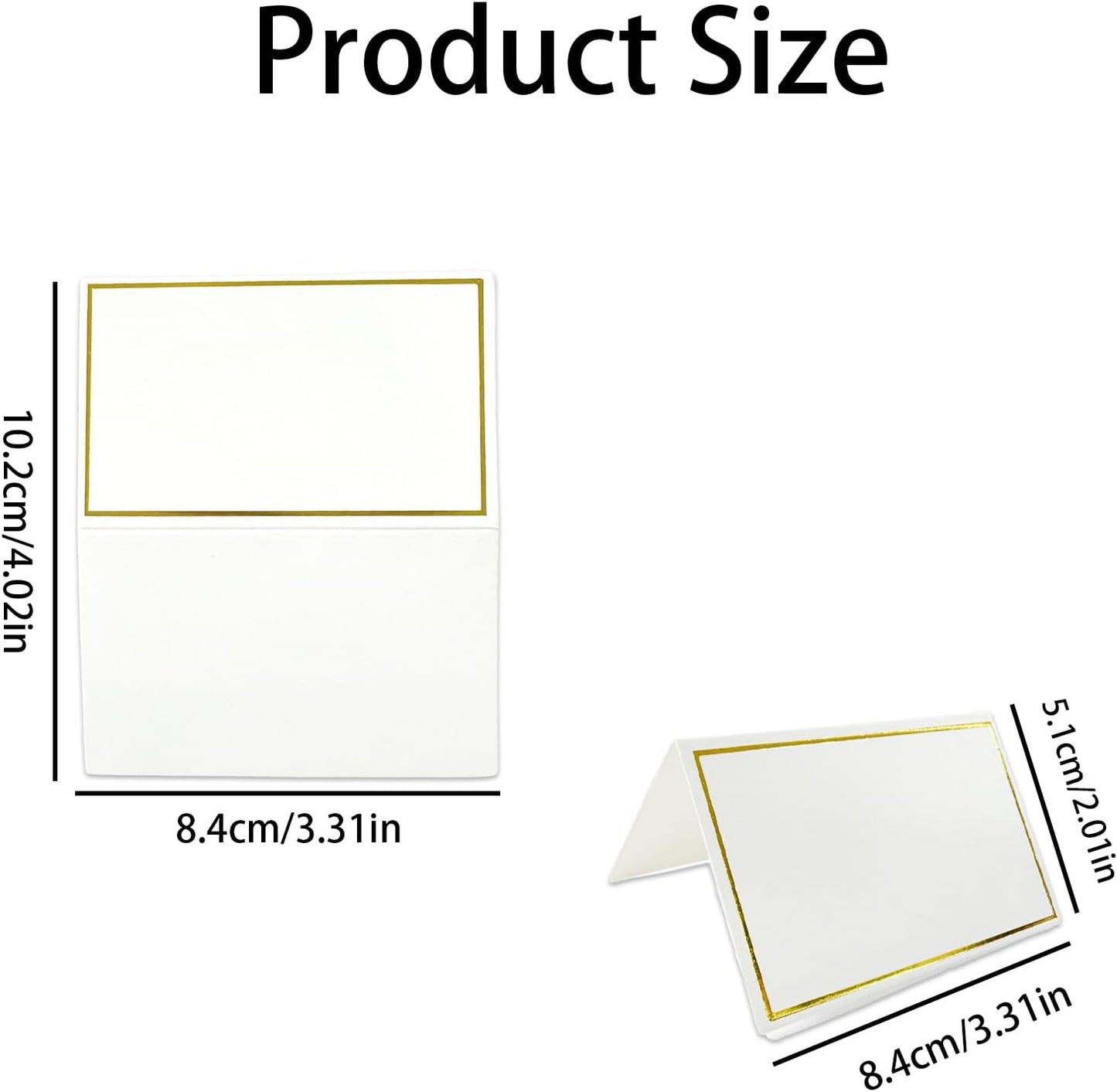 100Pcs Black & White Place Cards, 2"x3.5" Folded Tent Name Cards with Luxurious Gold Foil Border for Weddings, Banquets, Dinner Parties - 50 Black + 50 White