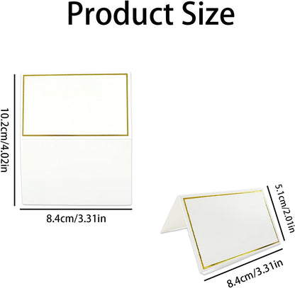 100Pcs Black & White Place Cards, 2"x3.5" Folded Tent Name Cards with Luxurious Gold Foil Border for Weddings, Banquets, Dinner Parties - 50 Black + 50 White