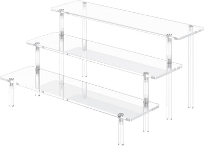 3 Tier Acrylic Display Risers, Large Perfume Organizer Stand, Clear Cupcake Stand Holder, Display Shelves for Figurines, Dessert Shelf for Party, Risers Display Stand for Decoration (1 Pack)