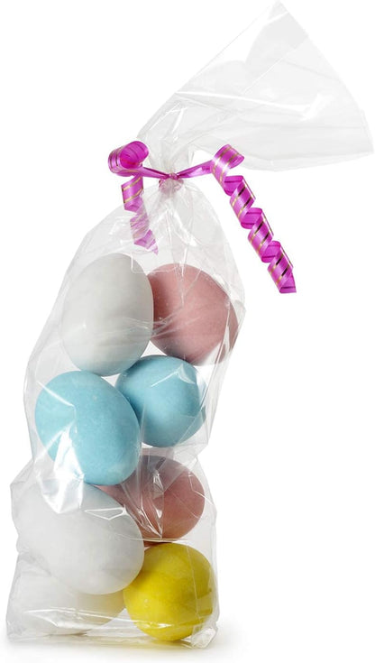 Cello Cellophane Treat Bags,5x7 Inches Clear Cellophane Bags 200 Pcs OPP Plastic Treat Bags with 200 Twist Ties for Gift Wrapping,Packaging Candies,Dessert,Bakery, Cookies, Chocolate,Party Favor