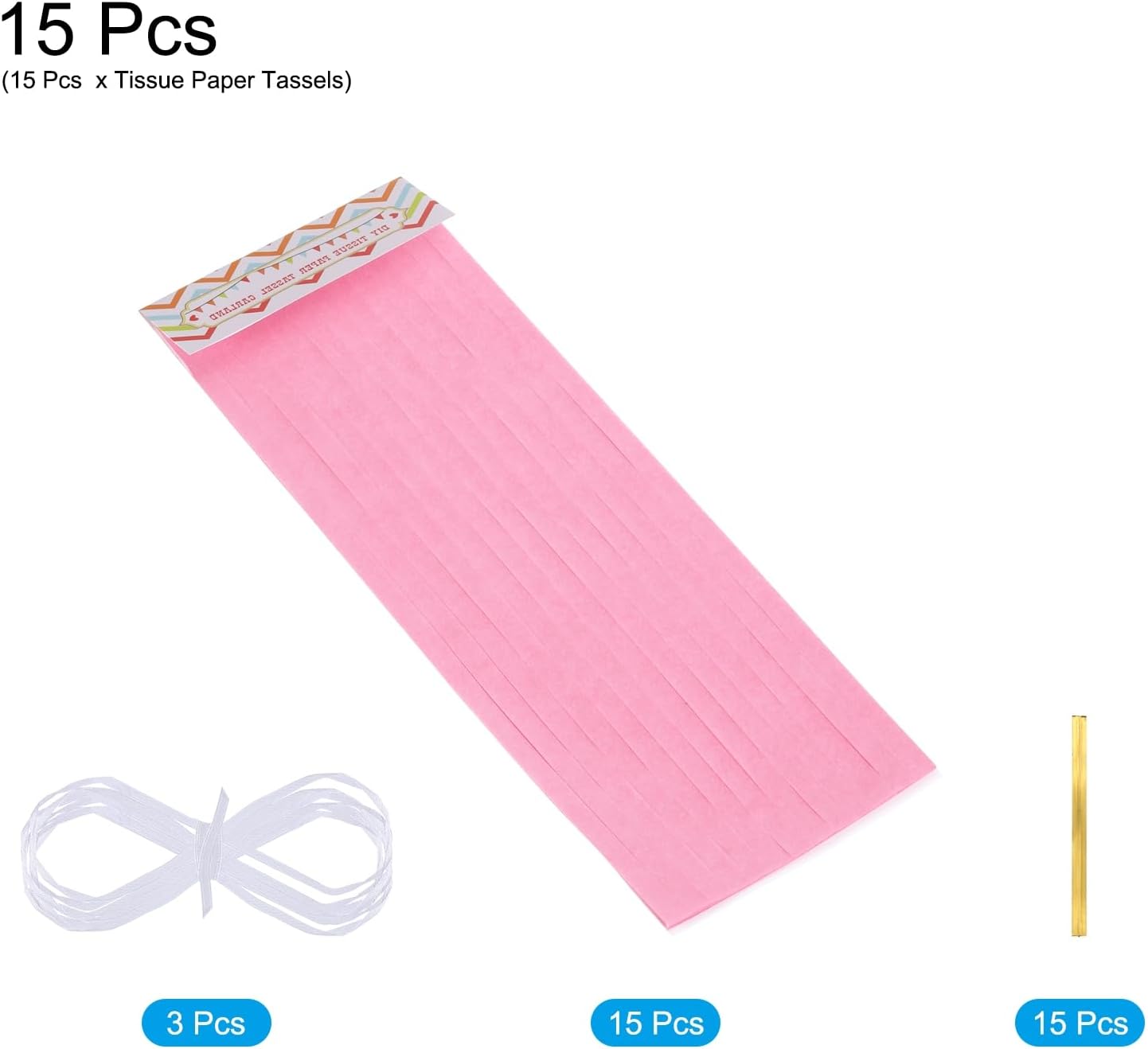MECCANIXITY 15Pcs Light Blue Tassel Garland Banner with Rope Tissue Paper Tassels Party DIY Kits for Anniversary Wedding Birthday Party