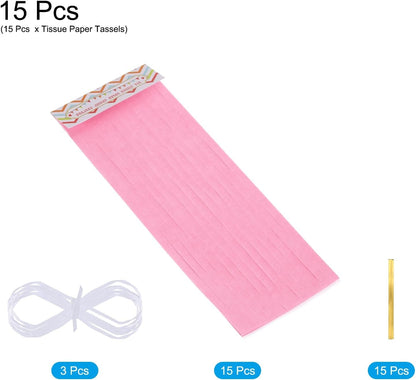 MECCANIXITY 15Pcs Light Blue Tassel Garland Banner with Rope Tissue Paper Tassels Party DIY Kits for Anniversary Wedding Birthday Party