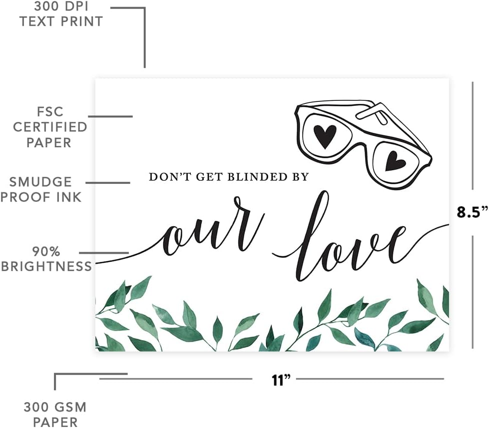 Andaz Press Wedding Party Signs, Natural Greenery Green Leaves, 8.5x11-inch, Bridal Shower Scavenger Hunt, 1-Pack - Colors D