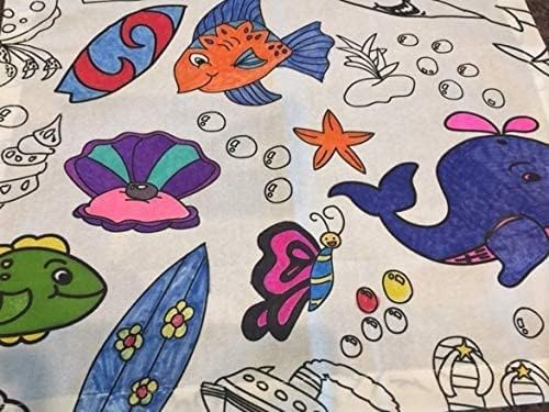 Animal Fun Design – Square Tablecloth 60”X60” – Interactive Coloring Tablecloth for Kids - Poly/Cotton Fabric – Washable and Reusable – DIY Activity for Children and Adults