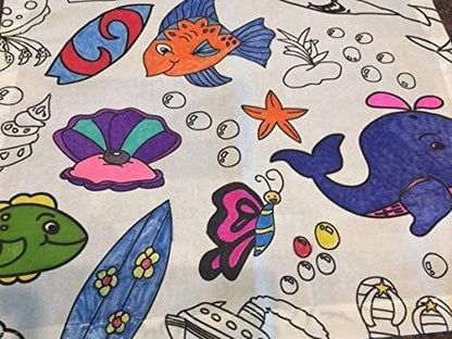 Animal Fun Design – Square Tablecloth 60”X60” – Interactive Coloring Tablecloth for Kids - Poly/Cotton Fabric – Washable and Reusable – DIY Activity for Children and Adults