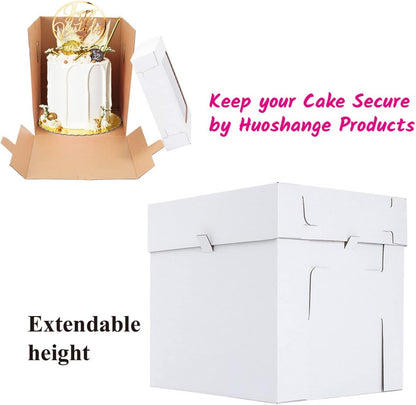 Tall Cake Boxes for Tier Cakes,10x10x12 Inch [3Pack ] Thick Sturdy Cake Box with Window, Layer Cake Carrier,Disposable Cake Containers