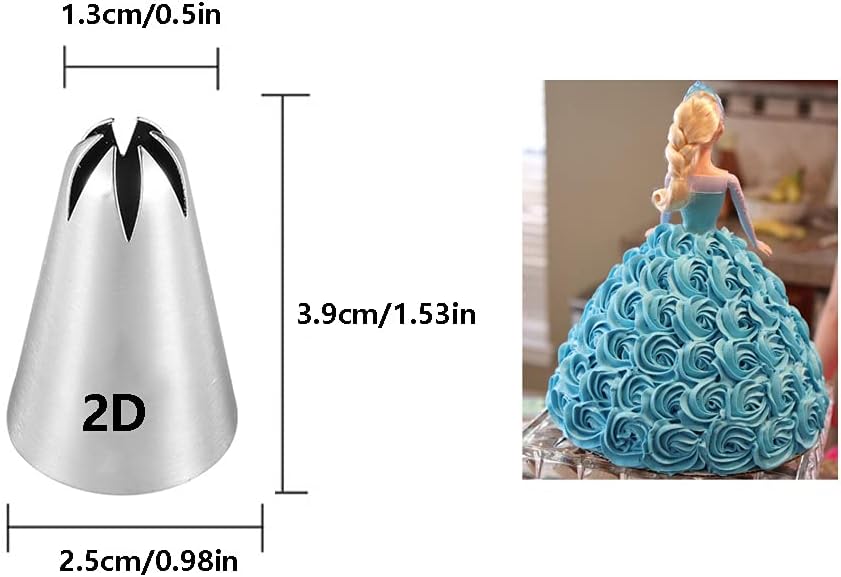 Icing Piping Tip Set,3 Large Decorating Tips Stainless Steel,DIY Cream Rose Flower Piping Tips,Cupcake Pastry Tips for Cake Decorating(1M 2D 2F)