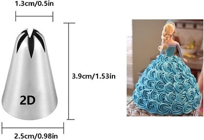 Icing Piping Tip Set,3 Large Decorating Tips Stainless Steel,DIY Cream Rose Flower Piping Tips,Cupcake Pastry Tips for Cake Decorating(1M 2D 2F)