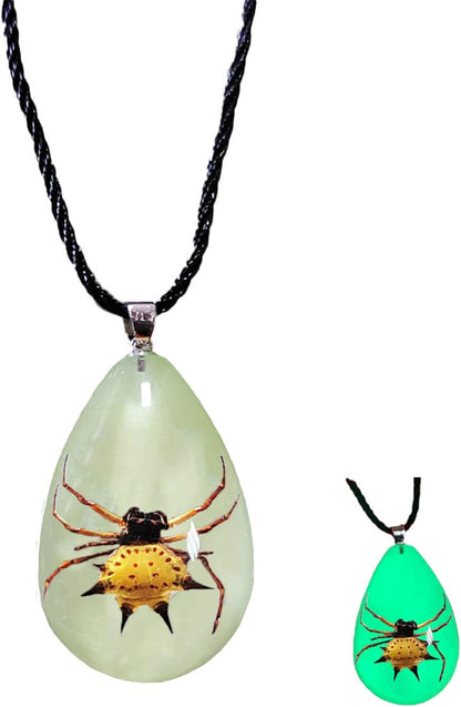 Glow in the Dark Necklace Black Scorpion Amber Resin Adjustable Necklace Pendent with Insect Sample Inside Birthday Gift for Lover Friends
