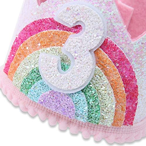 Birthday Rainbow Girl Crown, Birthday Hat for Event Party Supplies,Photo Props