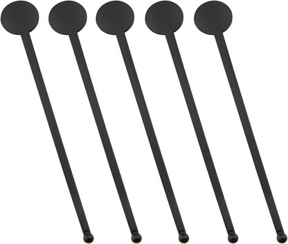 80PCS Plastic Stir Sticks Cocktail Coffee Milk Juice Drink Round Head Stirrers KTV Bar Mixing Rods Length 18cm/7 inches Suitable for Restaurant Bar Supplies Coffee Shop Black