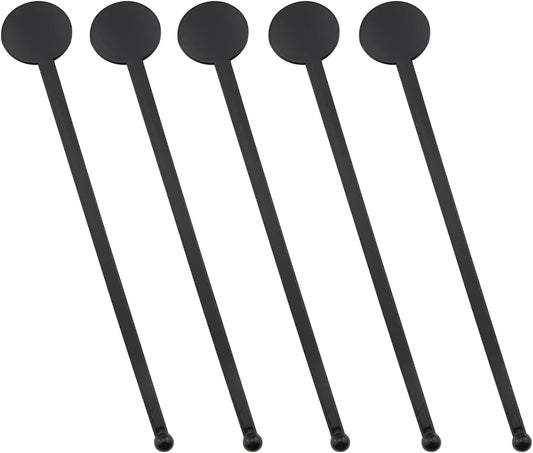 80PCS Plastic Stir Sticks Cocktail Coffee Milk Juice Drink Round Head Stirrers KTV Bar Mixing Rods Length 18cm/7 inches Suitable for Restaurant Bar Supplies Coffee Shop Black