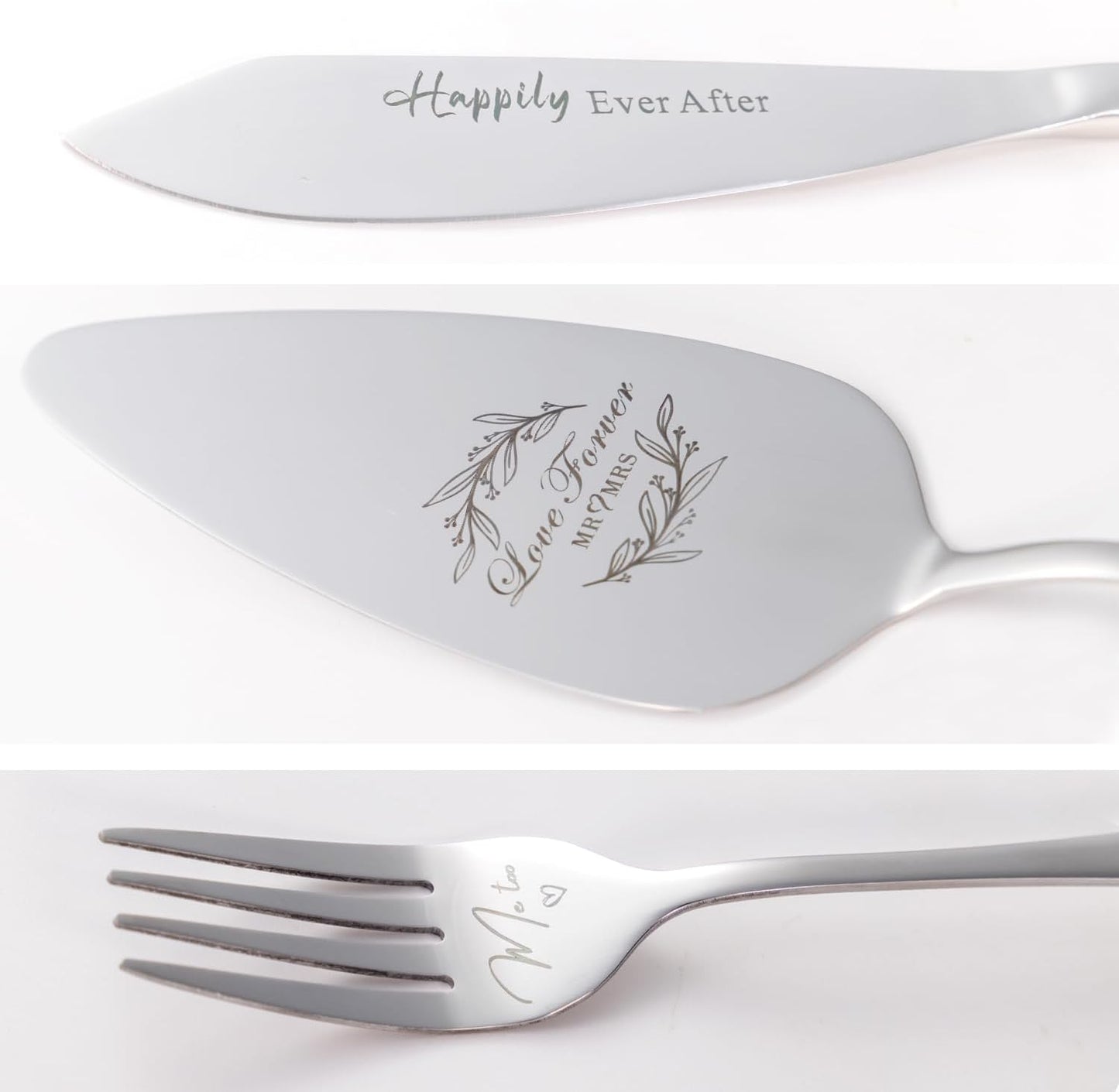Wedding Cake Knife and Server Set of 4, Silver Cake Cutting Set for Wedding, Bridal Shower Engagement Anniversary Christmas Gifts (Silver)