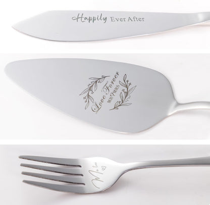 Wedding Cake Knife and Server Set of 4, Silver Cake Cutting Set for Wedding, Bridal Shower Engagement Anniversary Christmas Gifts (Silver)
