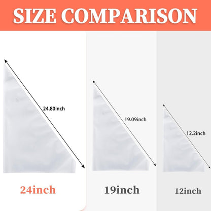 24 Inch Extra Large Piping Bags Disposable,50 Pack Thick Pastry Bags with 6 Bag Ties, Heavy Duty Icing Bags for Frosting,Cream and Pastry Filling,Cake Decorating bags