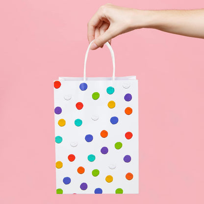 BLEWINDZ 32 Pieces Gift Bags with 32 Tissues, 8 Colors Party Favor Bags with Handles, Rainbow Gift Bag for Wedding, Birthday, Party Supplies and Gifts