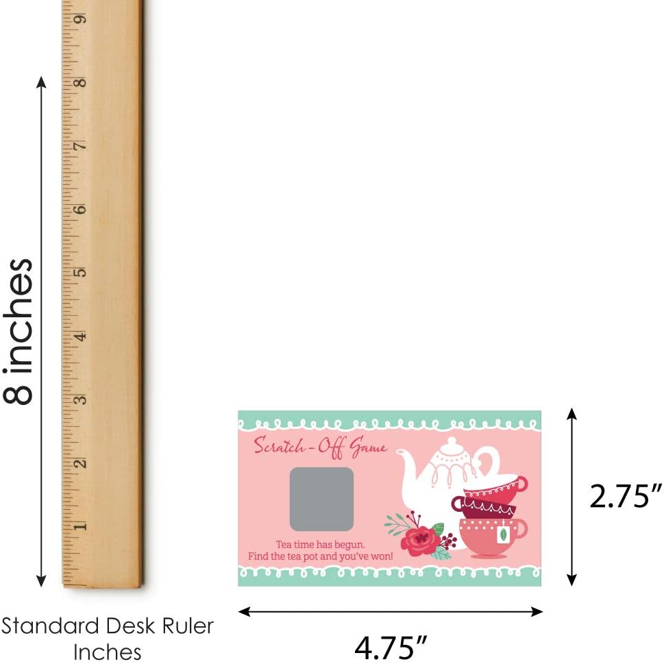 Big Dot of Happiness Garden Tea Party Scratch Off Game - Floral Par-Tea Theme, 22 Premium Cards with 2 Winner Cards, Interactive Party Activity Set, Heavy-Duty Cardstock with Glossy Finish