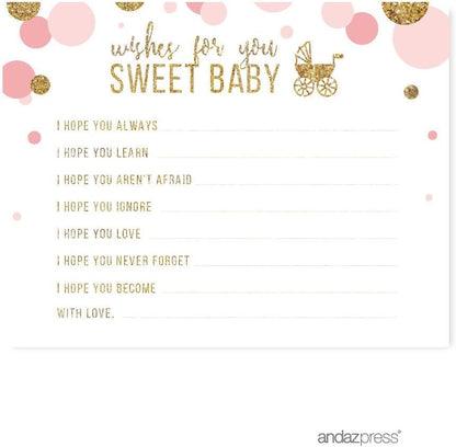 Andaz Press Blush Pink Gold Glitter Girl Baby Shower, Printable Table Tent Place Cards, 20-Pack, Seat Placement Cards Blank Place Cards For Table Settings Name Cards for Wedding, Graduation Food Cards - Colors B