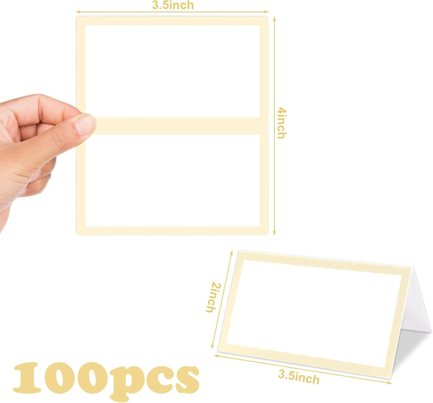 Whaline 100Pcs Navy Blue Place Cards 3.5 x 2 Inch White Blank Tented Cards Wedding Seating Cards for Party Table Setting Supplies