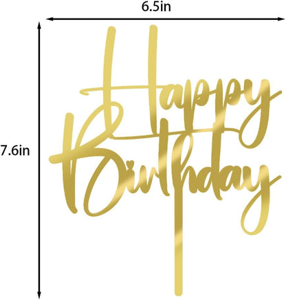 Happy Birthday Cake Topper,black Glitter Cake Pick Bunting Decor for Anniversary Birthday Party Cake Decorations Supplies