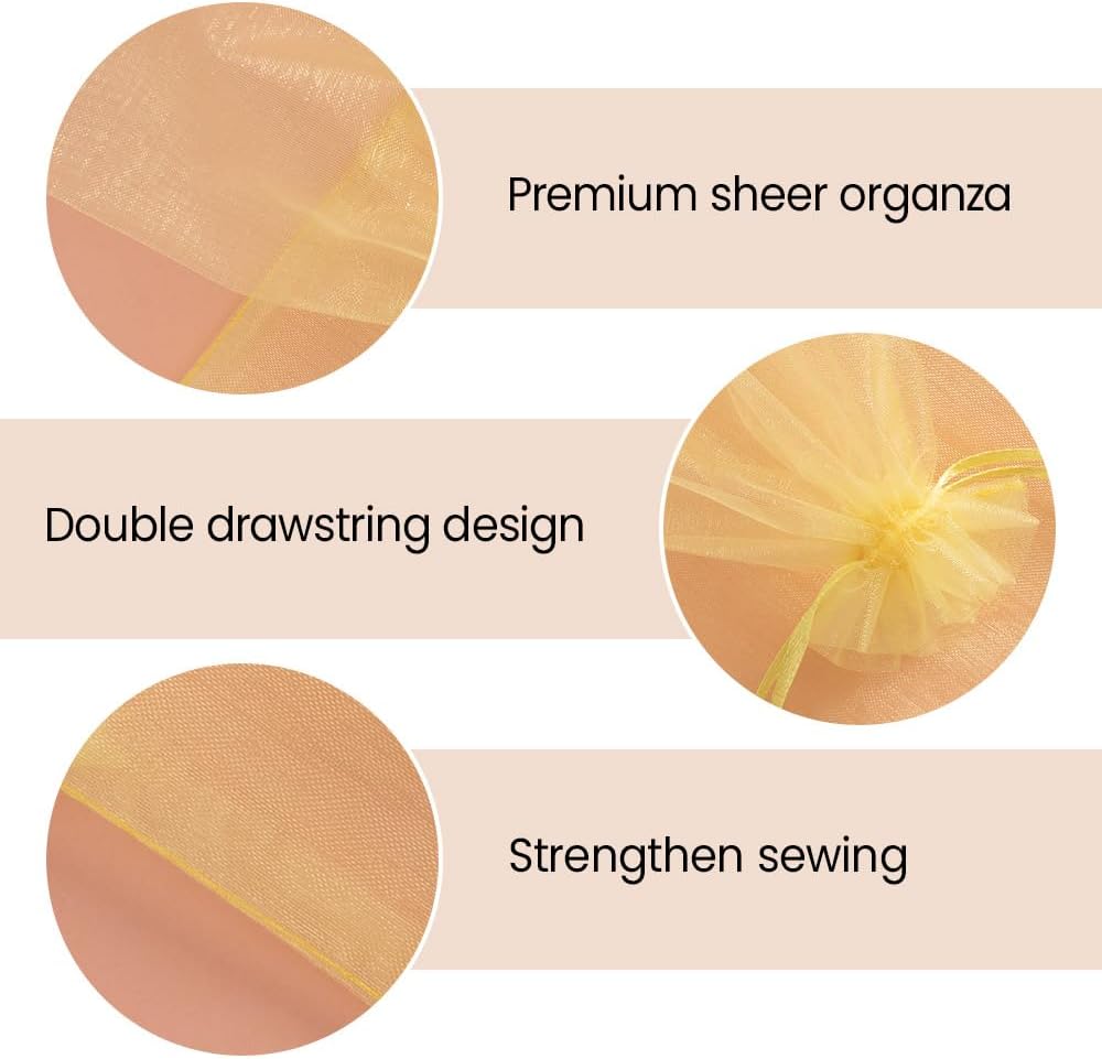 Meowoo 100PCS Organza Bags, 3x4in Small Mesh Bags Drawstring for Jewelry, Candy, Christmas, Sachets, Festivals, Bathroom Soaps, Makeup Organza, Wrapping Supplies(mixedcolor)