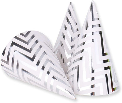 Boieo Party Hats Birthday Cone Set Gold Polka Dot Striped Paper for Adults Kids Happy Birthday Party Decorations 12 Pcs