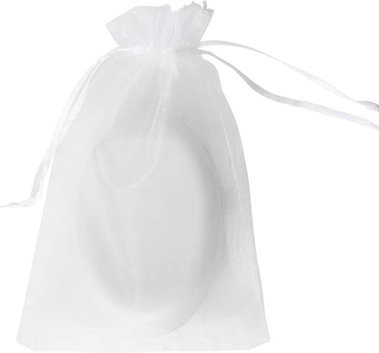 100PCS White Organza Bags, 4x6 Inch Small Mesh Bags Drawstring, Jewelry Gift Bags for Easter, Party, Festival, Bathroom Soaps, Makeup