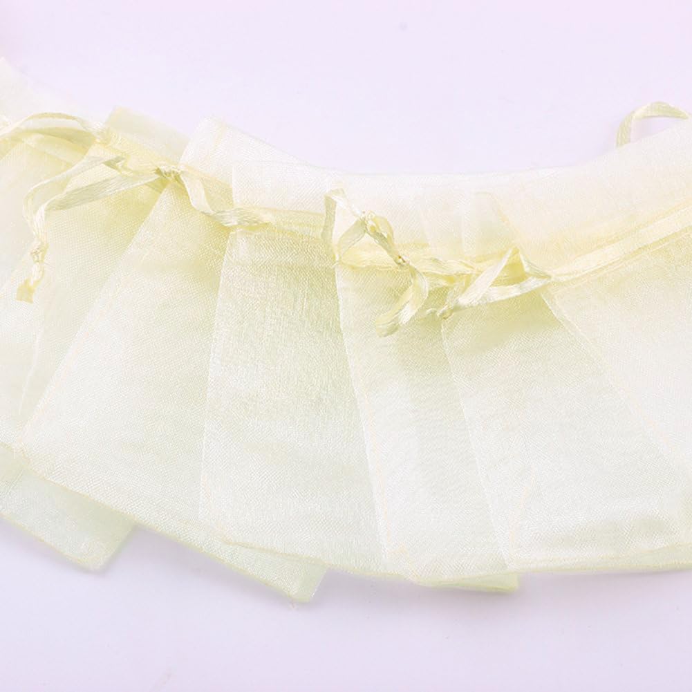 Wudygirl 100pcs 5X7 Inches White Organza Bags Christmas Drawstring Pouches Party Wedding Favor Bags Goodie bags(White 5x7)