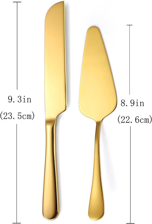 Wedding Cake Knife and Server Set, 2Pcs Stainless Steel Cake Cutting Set, Silver Cake Cutter and Cake Server for Wedding, Birthday, Party, Christmas