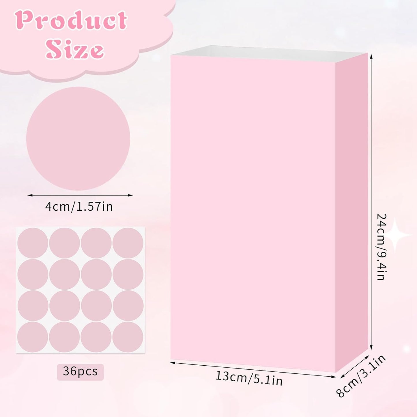 woric 36PCS Party Favor Bags with Stickers, Pink and Purple Goodie Bags for Girls Birthday Mother's Day Small Gift Bag for Kids, Baby Shower, Wedding, Mermaid Party Favor Supplies