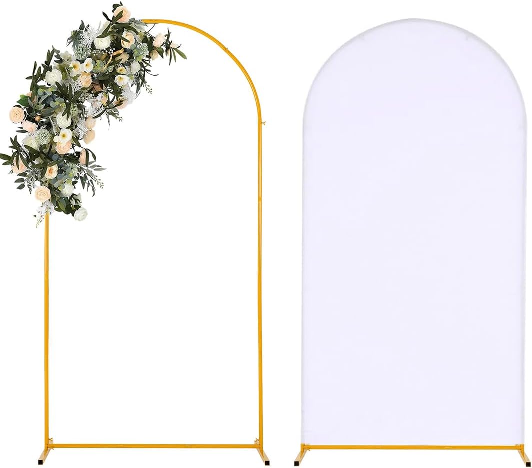 Vincidern 6.6 FT Wedding Arch Backdrop Stand for Parties, Balloon Arch Stand, Wedding Arches for Ceremony, Metal Arch Backdrop Stand for Bridal Baby Showers, Birthday Party Decoration Door Frame Gold