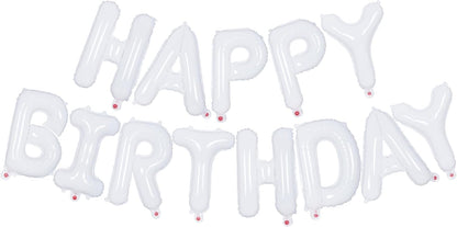 Happy Birthday Balloons Banner, Foil Balloon Personalized Name Letters Balloons Sign Birthday Party Decorations for Women Men Boys Girls Cream