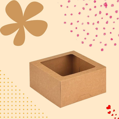 JBR & JM 5-Pack White Cake Boxes with Window - 10x10x5 Inches, Disposable Bakery Box for Cakes, Pastries, Desserts, Cookies - Square Cake Containers for Birthday Parties and Weddings