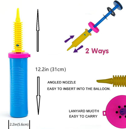 Luszmoax Balloon Pump Hand Held Two-Way Dual Action -Balloon Inflator Pump -Air Pump for Balloons