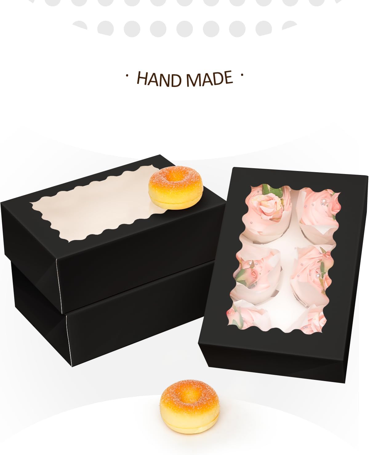 qiqee White 6 Cupcake Boxes with Window Auto-pop up 30 Packs Cupcake Box 9.4"x6.1"x3.3" Bakery Boxes For Cupcakes Carrier, Cupcake Containers