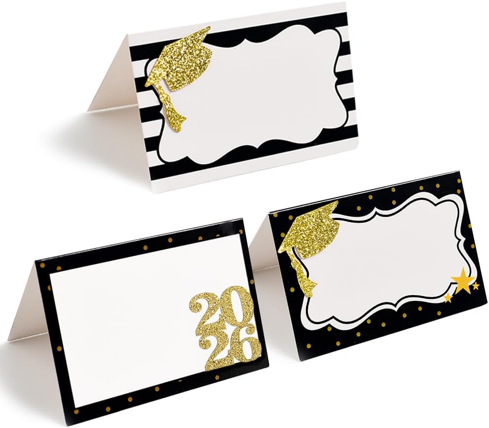 24pcs Graduate Place Cards - Graduation Food Labels for Buffet Table - Cheese Labels & Candy Table Supplies - Reusable Party and Graduation Party Decorations