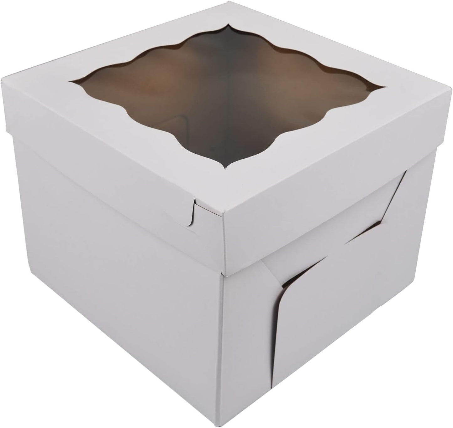 KBG Cake Boxes 10pcs 10x10x8 Inches With Window Tall Cake Box for Tier Cakes for Wedding Birthday Transport,Sturdy White Bakery Box Disposable Cake Containers Cake Boxes 10 inch