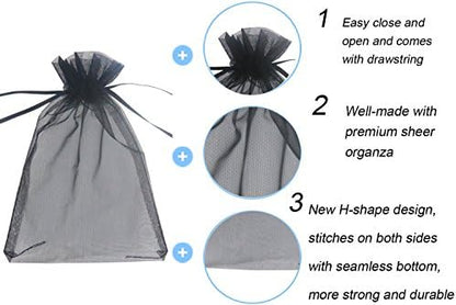 Wudygirl 100pcs 5X7 Inches White Organza Bags Christmas Drawstring Pouches Party Wedding Favor Bags Goodie bags(White 5x7)