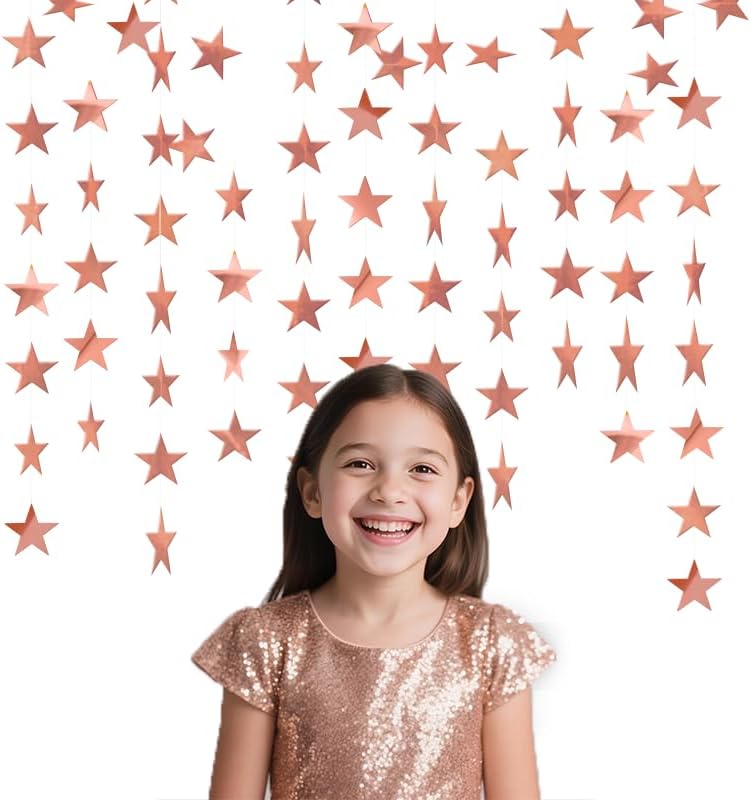 Iridescent Shining Star Hanging Garland Iridescent Hanging Sparkling Star Streamer Glitter Bunting Banner Twinkle Backdrop for Wedding Baby Shower Birthday Christmas Decorations 40 Feet