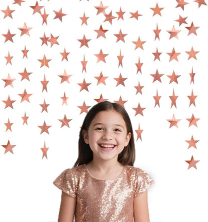 Iridescent Shining Star Hanging Garland Iridescent Hanging Sparkling Star Streamer Glitter Bunting Banner Twinkle Backdrop for Wedding Baby Shower Birthday Christmas Decorations 40 Feet